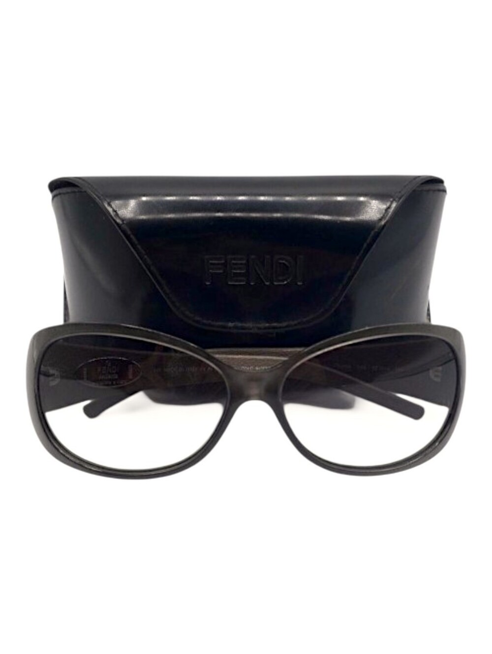 SALE! Fendi Vintage Sunglasses Gray Silver Frames Leather Temples with Case